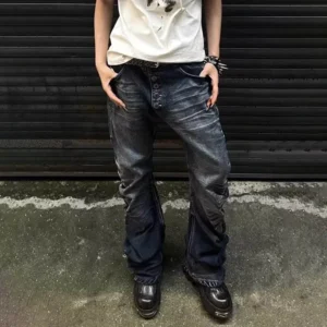 Men's Solid Color Straight Jeans American Retro Fashion Trend High Street Hip Hop Loose Breathable Summer New Men's Bottoms